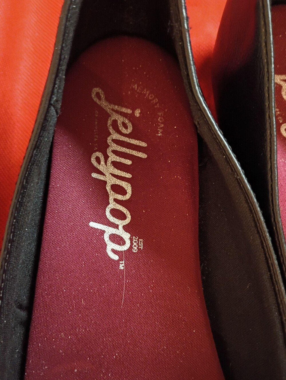 Jellypop Black Flats with Burgundy Insole